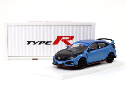 1:64 Honda Civic Type R FK8 Brilliant Blue / Black Bonnet (with container display case)