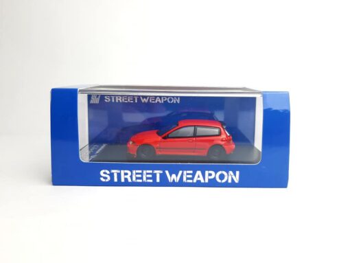 Street Weapon 1/64 Honda Civic EG6 Spoon - RED with Roof Carrier + Bicycle (Limited 500pcs)