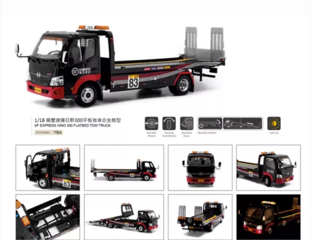 TINY 1/18 SF EXPRESS HINO 300 FLATBED TOW TRUCK – Akids Diecast Store
