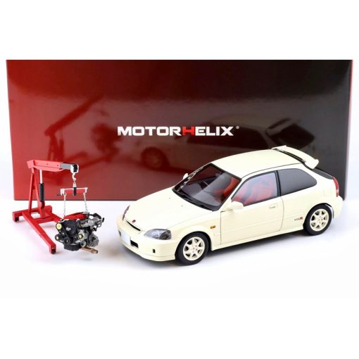 MOTOR HELIX 1/18 HONDA CIVIC TYPE R EK9 WITH B16B DISPLAY ENGINE - CHAMPIONSHIP WHITE