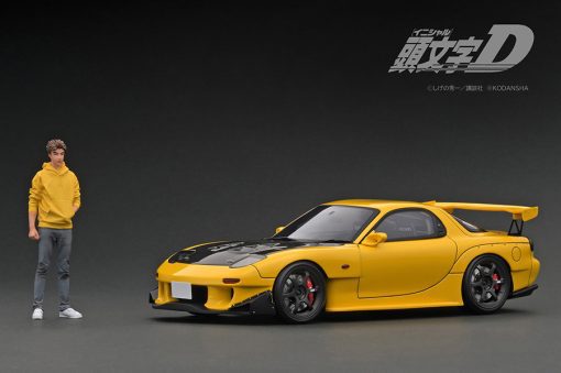 IG2873 1/18 INITIAL D Mazda RX-7 (FD3S) Yellow With Mr. Keisuke Takahashi
