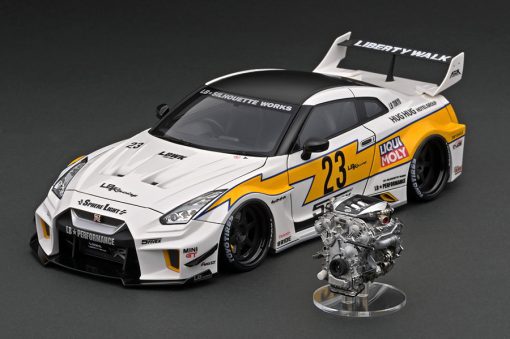 IG2959 1/18 LB-Silhouette WORKS GT Nissan 35GT-RR White/Yellow With Engine