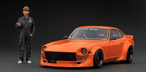 IG1357 1/18 Nissan Fairlady Z (S30) STAR ROAD Orange With Mr. Inoue