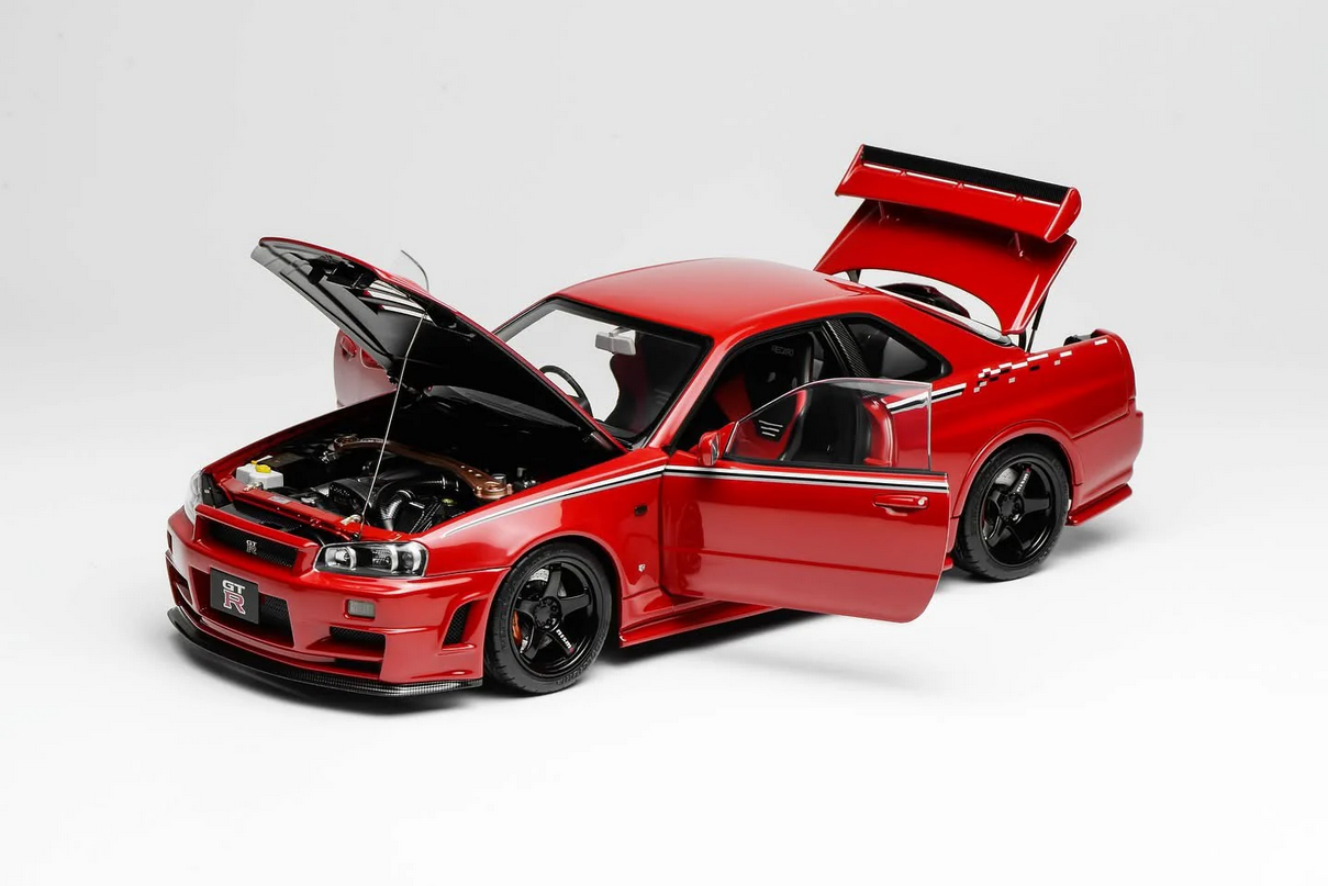 MOTORHELIX 1/18 Nissan Skyline GT-R (R34) CUSTOMIZED VERSION Red - Image 8